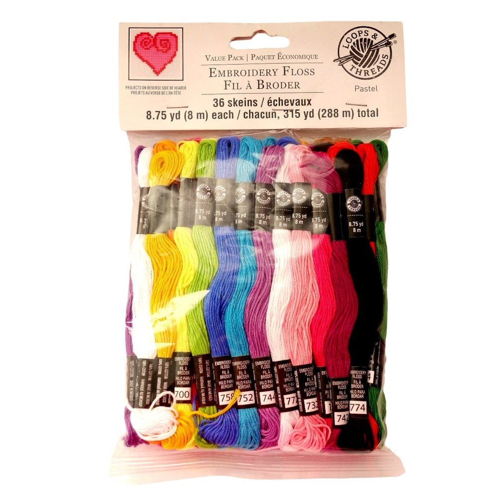 Loops & Threads Embroidery Floss 36 Skeins Mixed Colors New‎